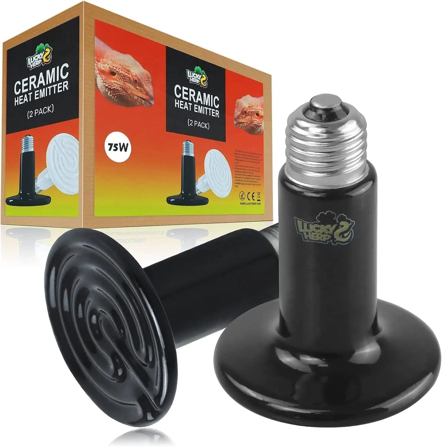 50W- 150W Ceramic Heat Emitter Bulbs (2-Pack) – No-Light Heater