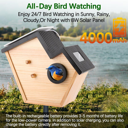 Bird House Camera Solar WiFi Smart Birdhouse HD Motion Detection 32GB