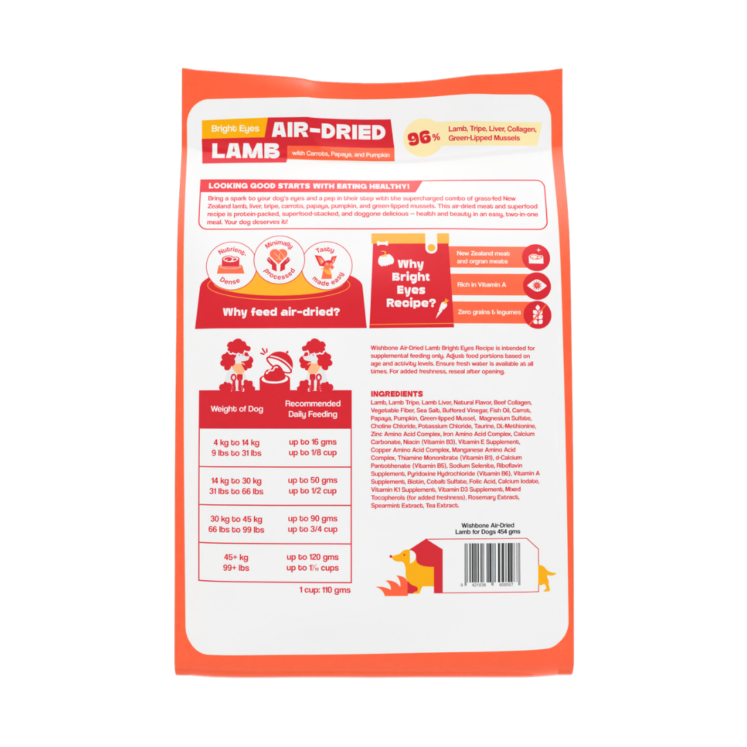 Wishbone Air-Dried Lamb Recipe Dog Food - 454g