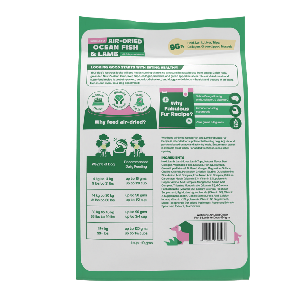 Wishbone Air-Dried Ocean Fish & Lamb Recipe Dog Food - 454g