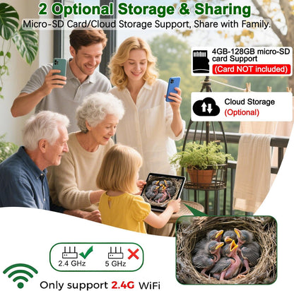 Bird House Camera Solar WiFi Smart Birdhouse HD Motion Detection 32GB