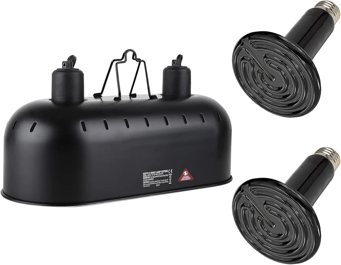 15" Dual Reptile Light Fixture w/ 100W UVA UVB & Ceramic Heat Lamp