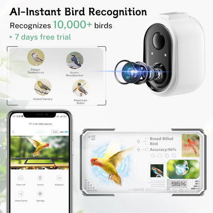 Bird Feeder Camera WiFi Smart AI Motion Detection 1080P 1.5L