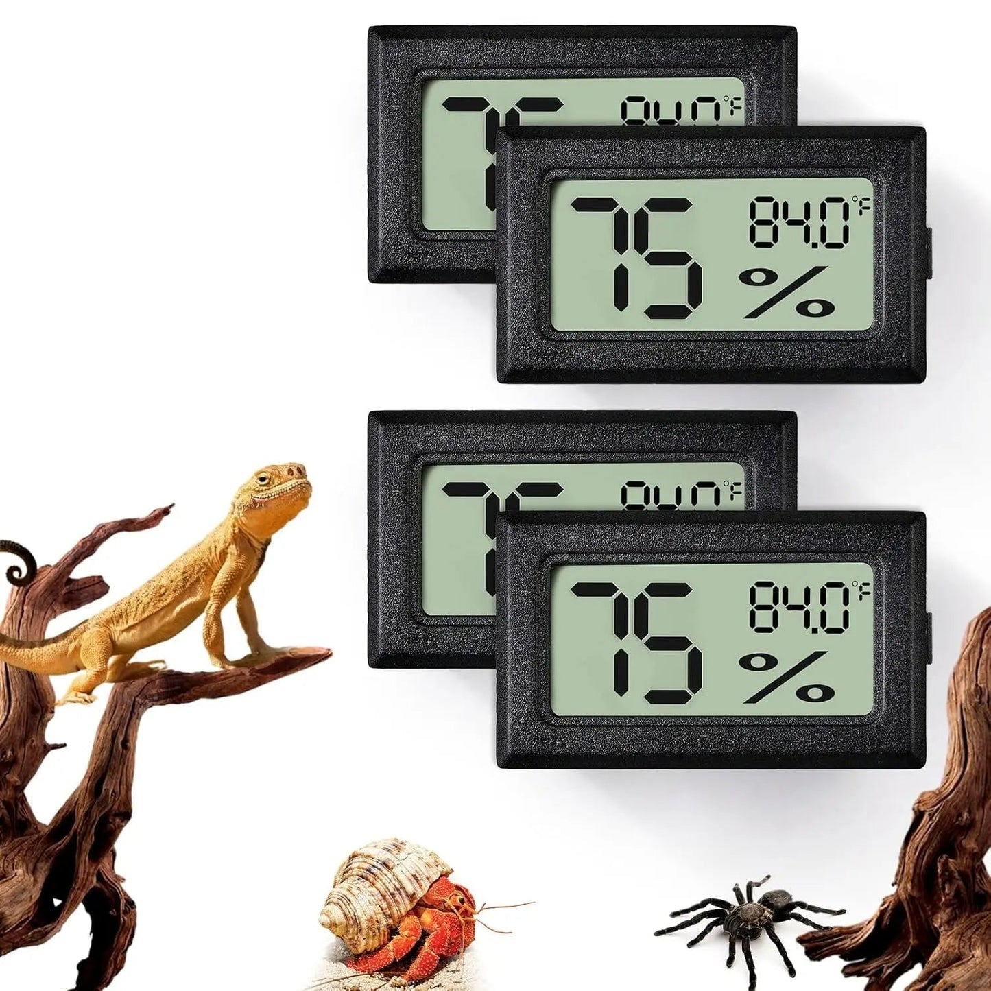 2 Pack Reptile Thermometer Hygrometer Digital Tank Gauge Accurate