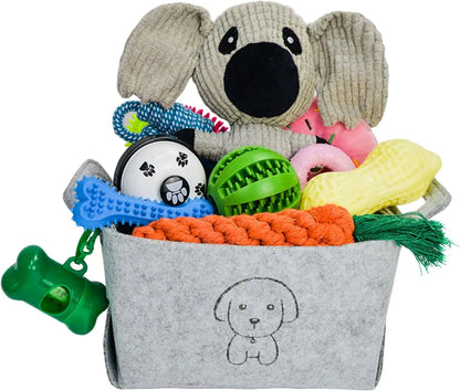 20-Piece Puppy Teething Chew Toy Set with Basket for Small & Medium Dogs