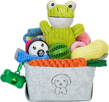 20-Piece Puppy Teething Chew Toy Set with Basket for Small & Medium Dogs