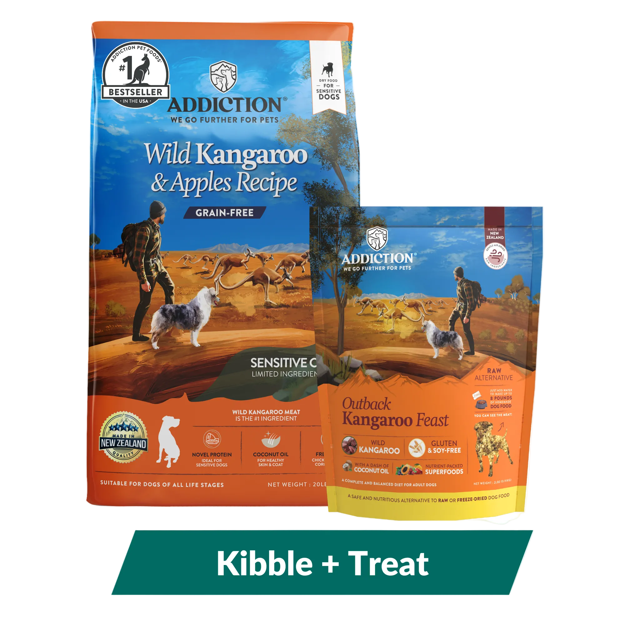 Addiction Outback Kangaroo Feast & Wild Kangaroo & Apples Dry Dog Food Bundle