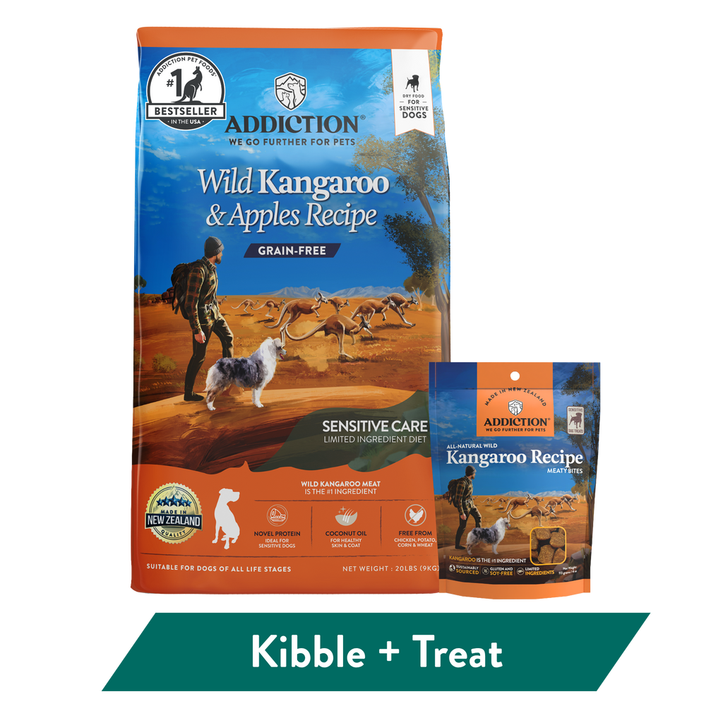 Addiction Wild Kangaroo Dry Dog Food & Meaty Bites Dog Treats Bundle