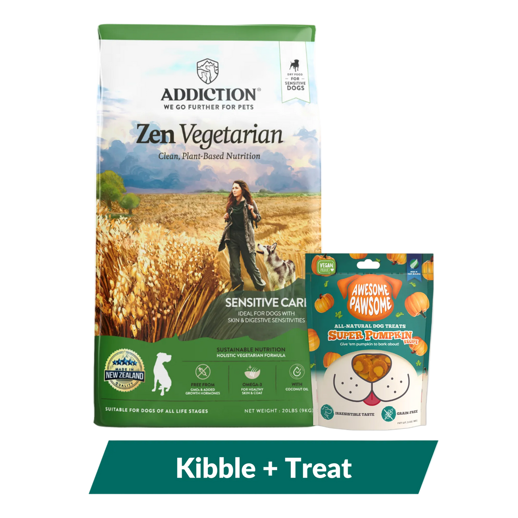 Addiction Zen Vegetarian Dog Food & Vegan Treats Bundle