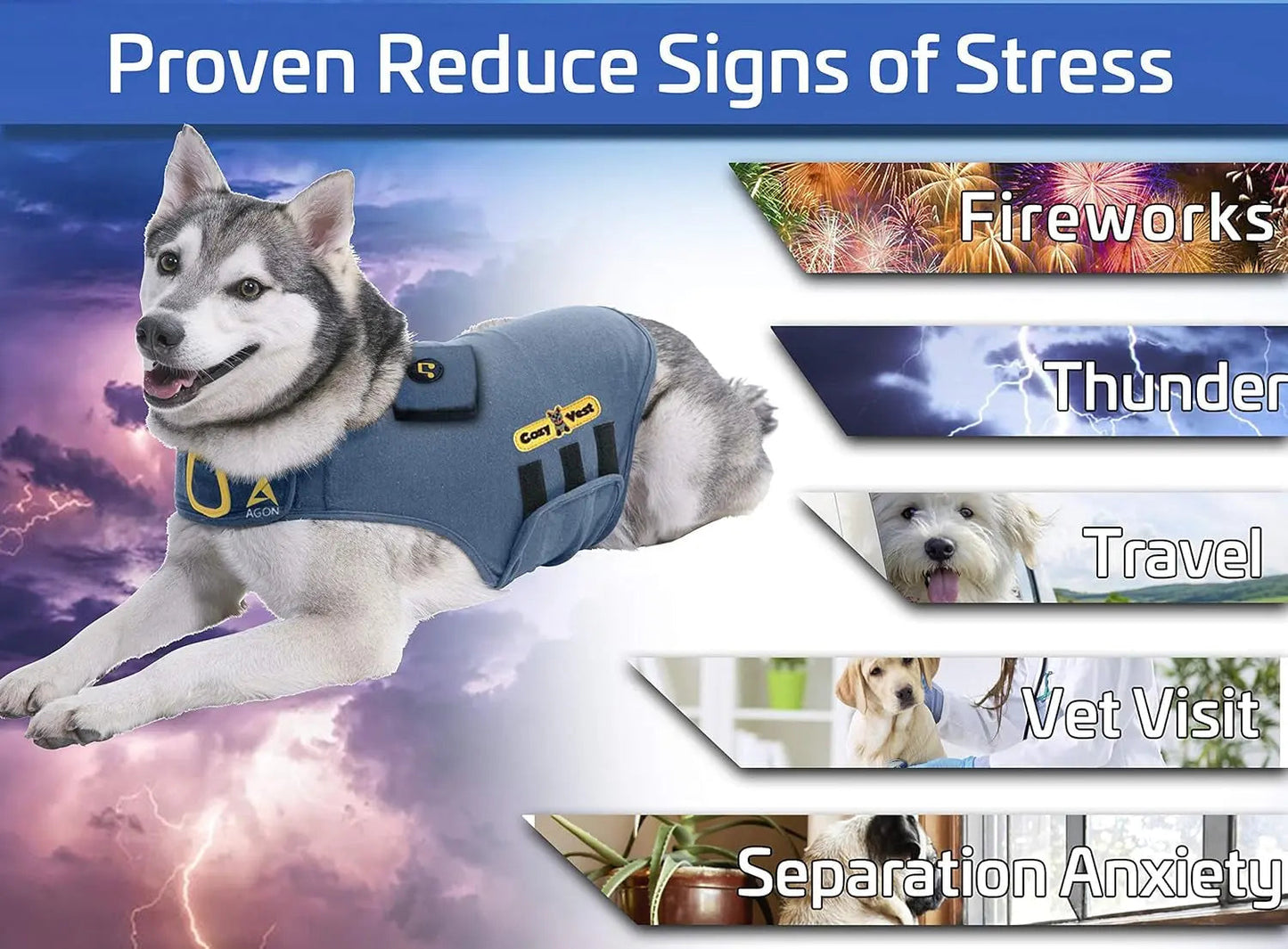 3-in-1 Dog Anxiety Vest with Music & Aromatherapy Calming Coat XXS–XXL