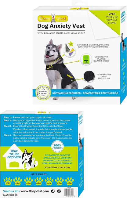3-in-1 Dog Anxiety Vest with Music & Aromatherapy Calming Coat XXS–XXL