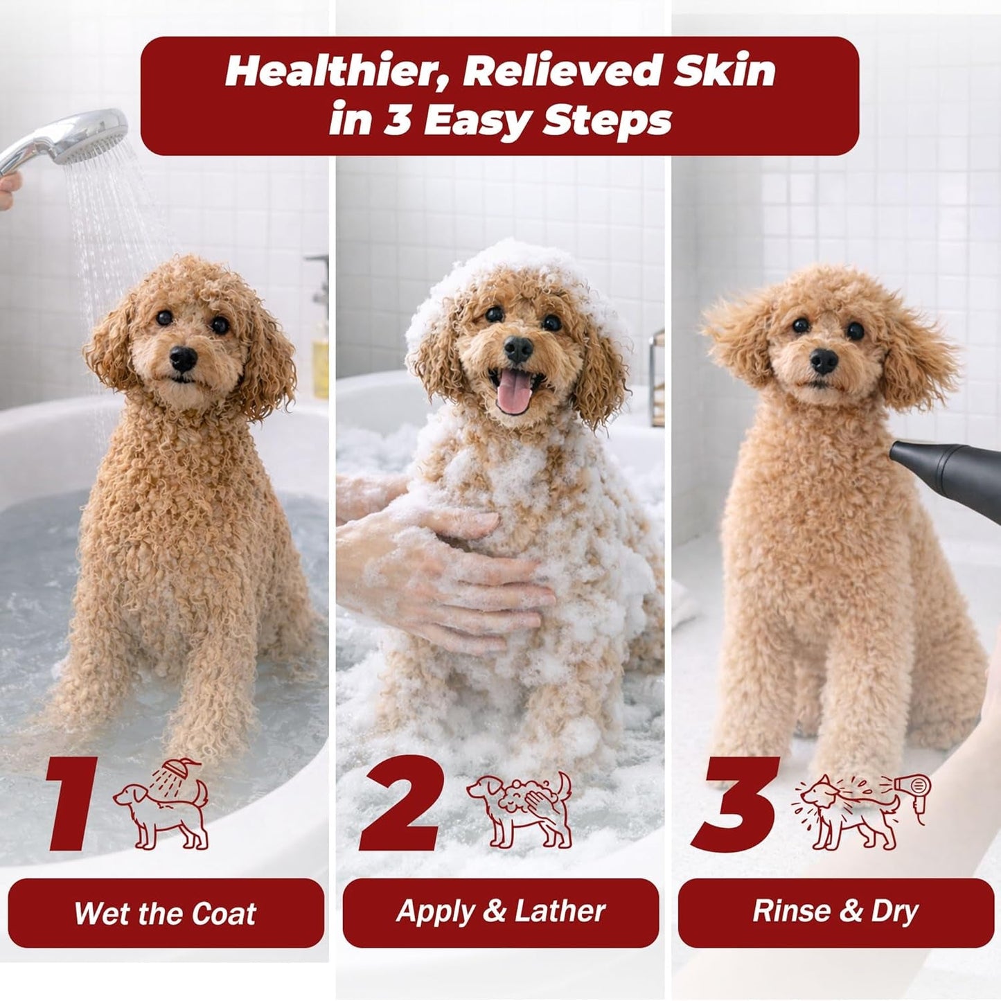 Anti Itch Dog Shampoo Yeast Infection Hot Spot Allergy Relief 16oz