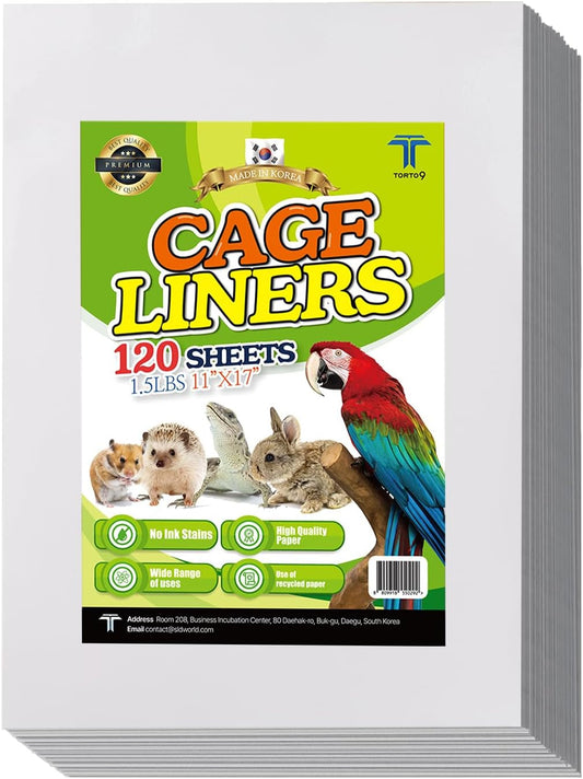 Bird Cage Liner Sheets Acid Free Non Toxic Paper Bedding 120Ct