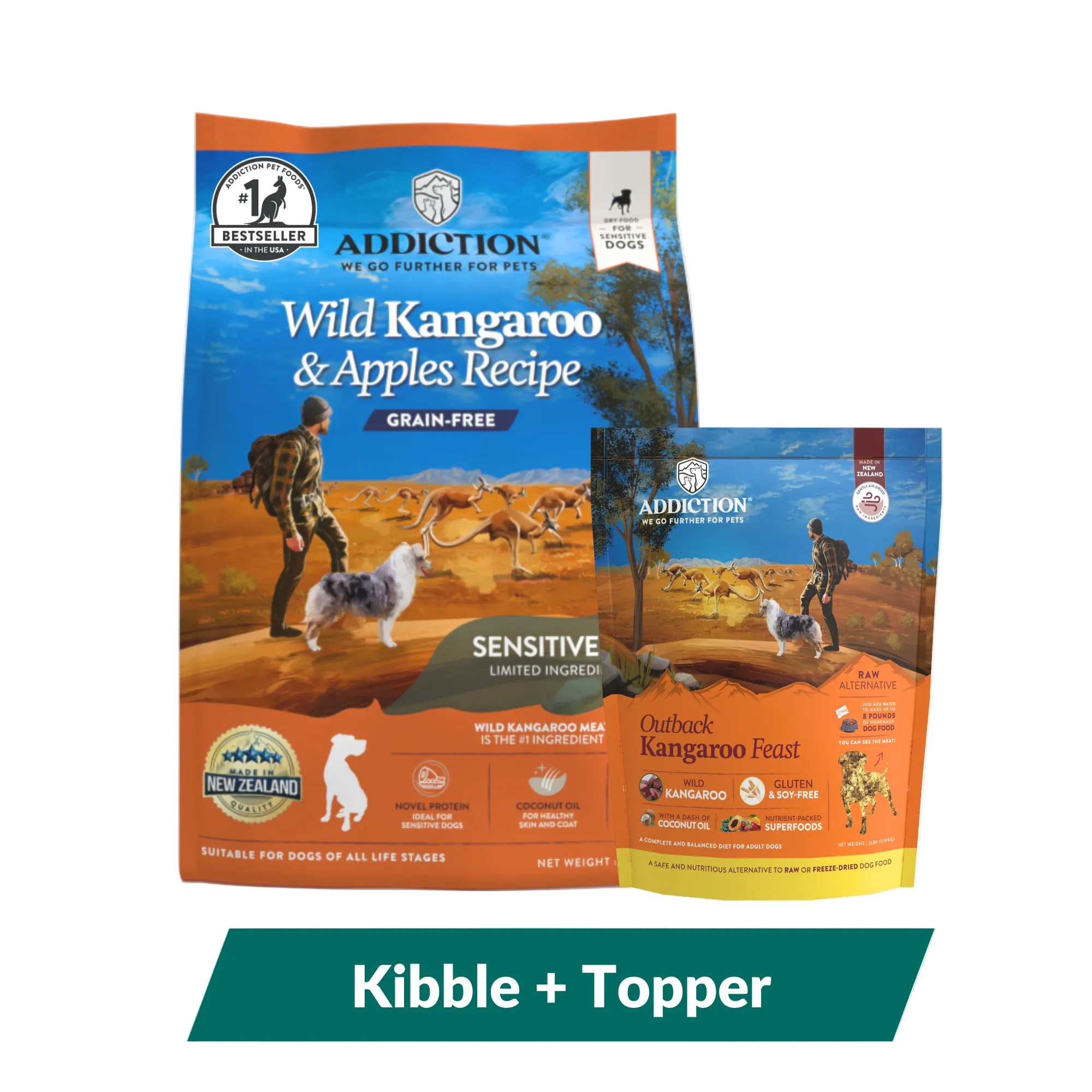 Addiction Outback Kangaroo Feast & Wild Kangaroo & Apples Dry Dog Food Bundle