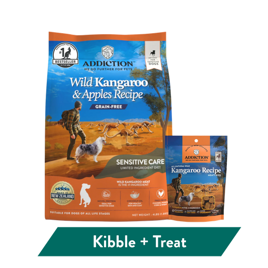 Addiction Wild Kangaroo Dry Dog Food & Meaty Bites Dog Treats Bundle