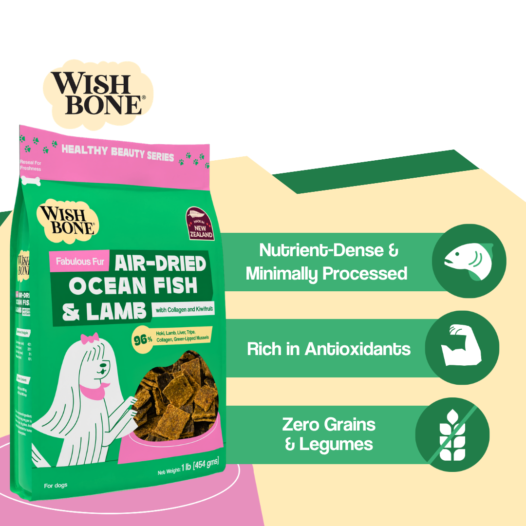 Wishbone Air-Dried Ocean Fish & Lamb Recipe Dog Food - 454g