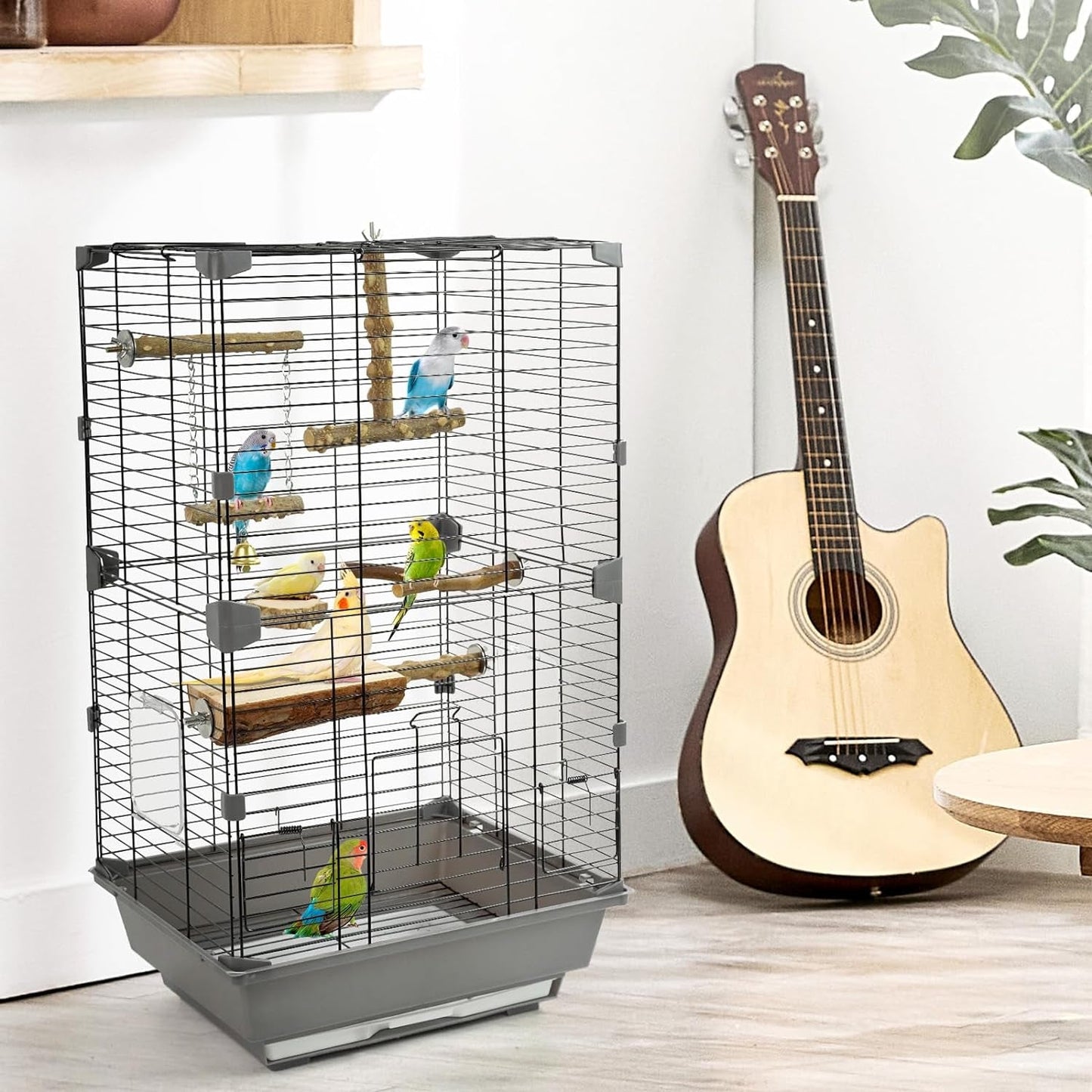 6pcs Natural Wood Bird Perches Parrot Cage Branch Stand Platform Set Small Birds