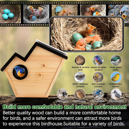 Bird House Camera Solar WiFi Smart Birdhouse HD Motion Detection 32GB