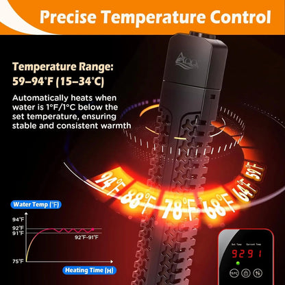 AQQA Aquarium Heater Quartz Submersible 500-1000W Overheat Protection Tank
