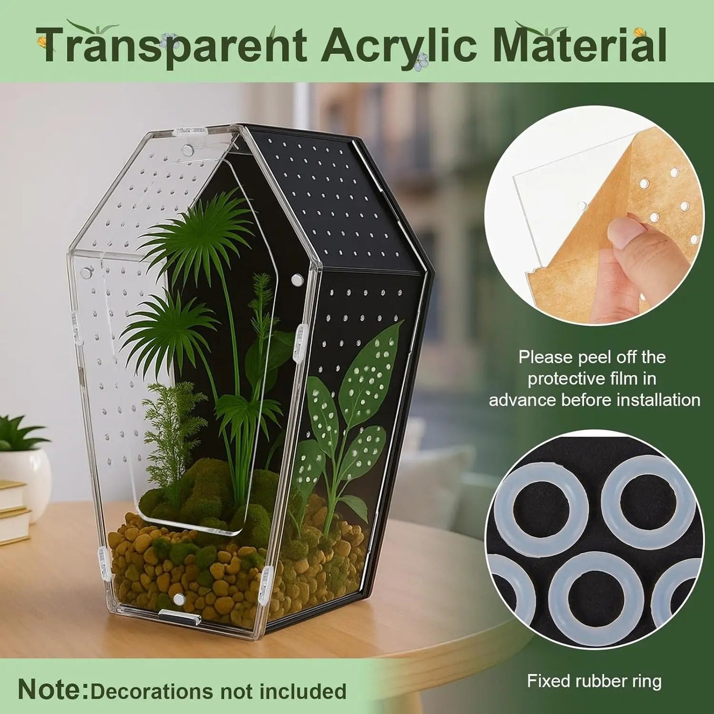 Acrylic Jumping Spider Habitat, Clear Insect & Reptile Terrarium Enclosure