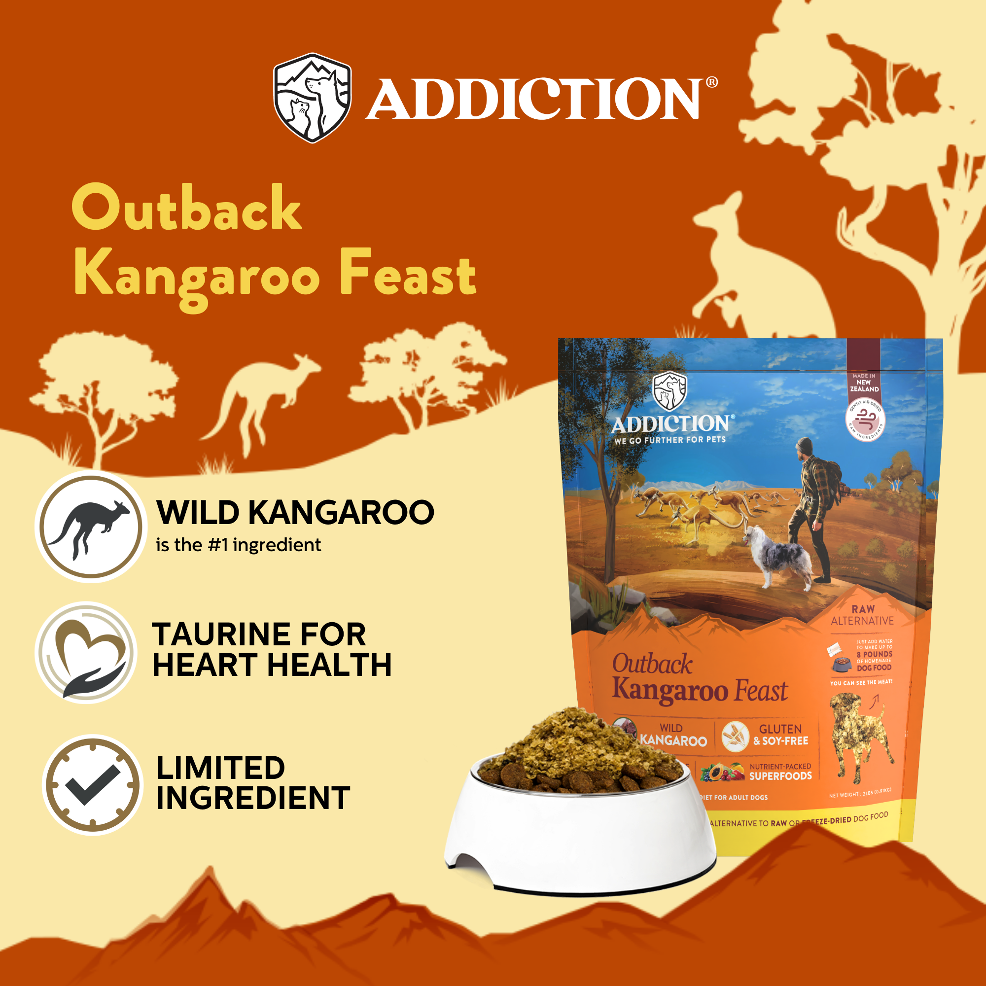 Addiction Kangaroo Air-Dried Dog Food & Treats Duo