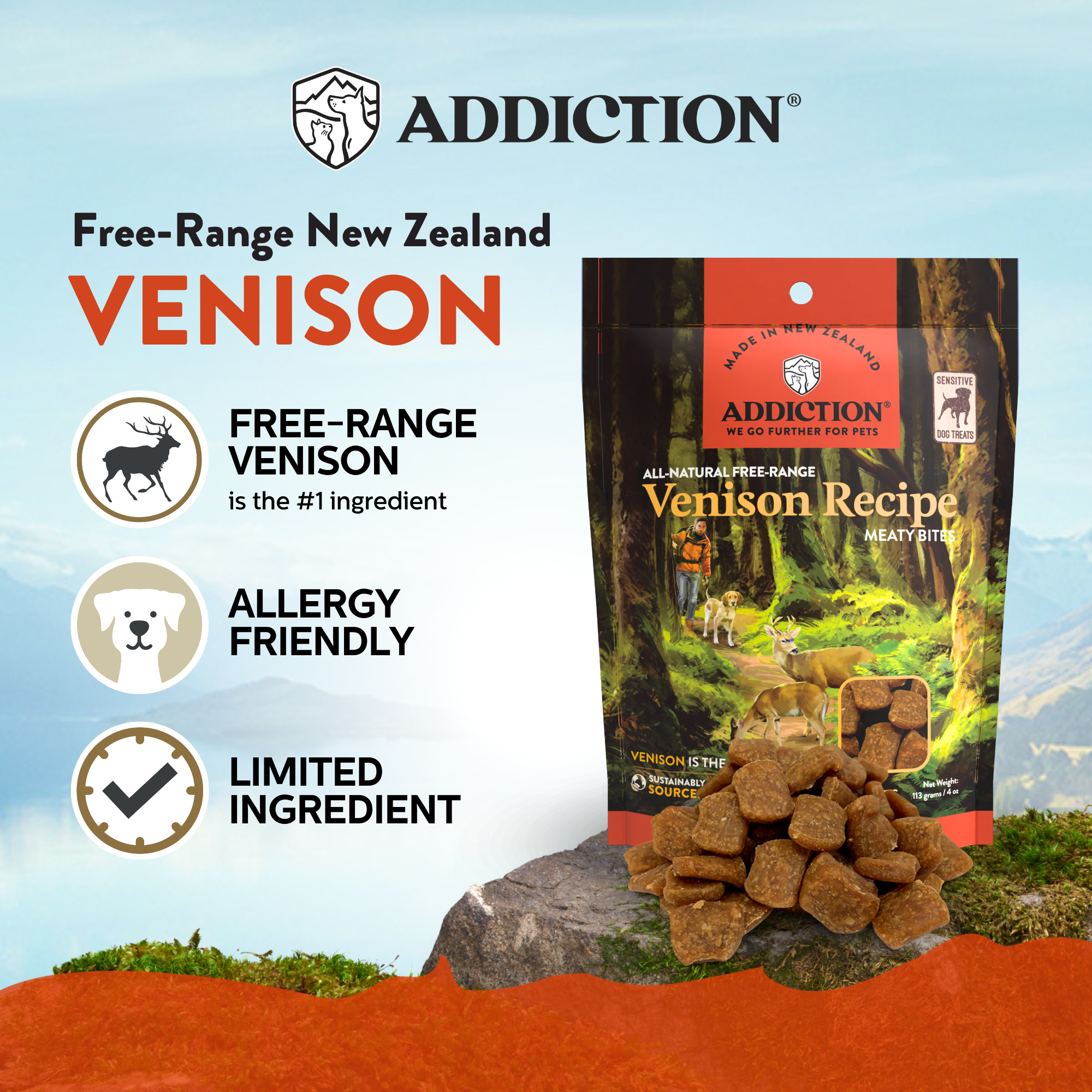 Addiction Viva La Venison Dog Food & Treats Bundle