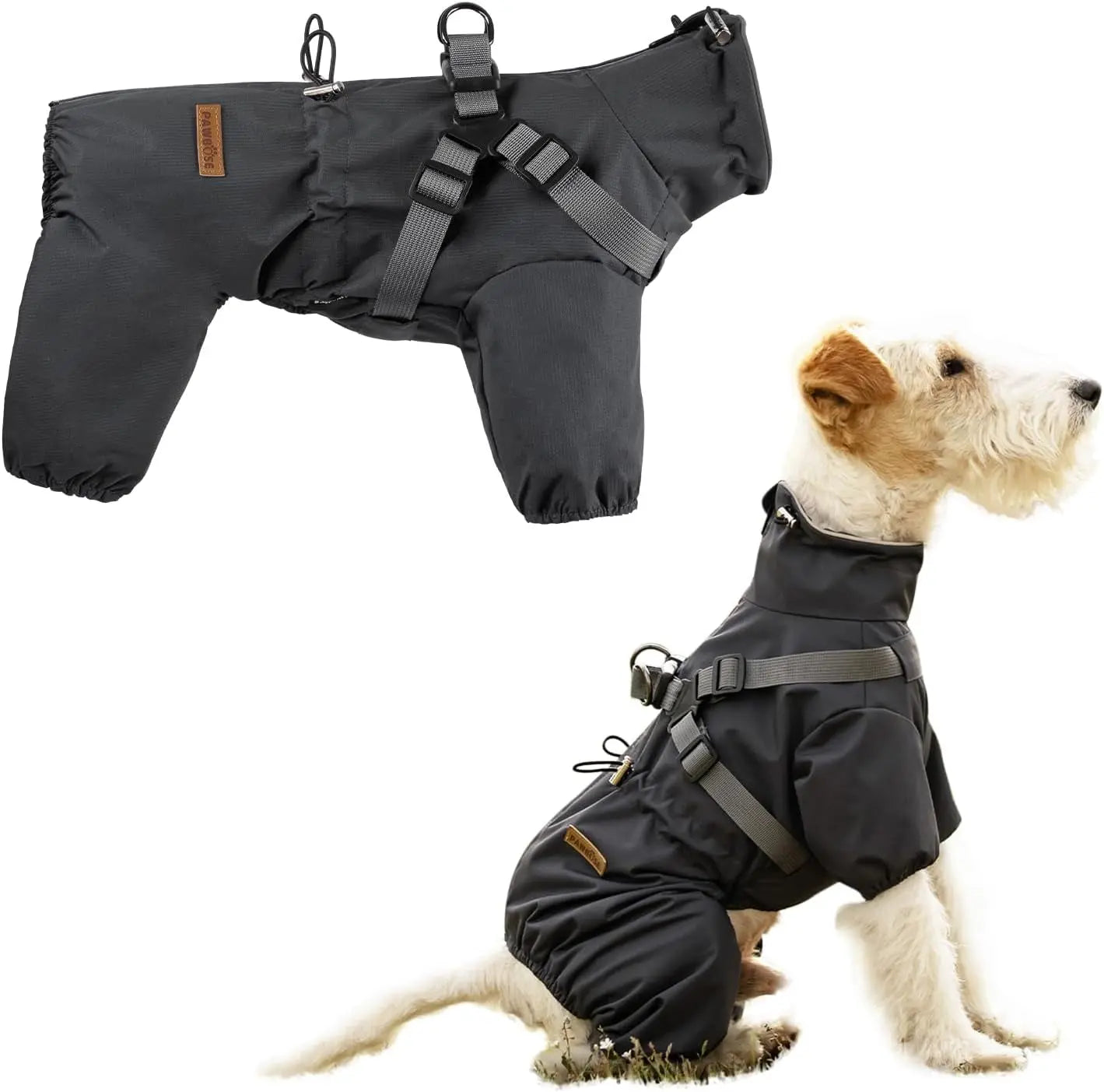 Adjustable Waterproof Dog Raincoat with Harness Reflective 4-Leg Jacket S–5XL