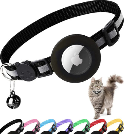 AirTag Cat Collar – Reflective Breakaway Kitten Collar w/ Holder & Bell