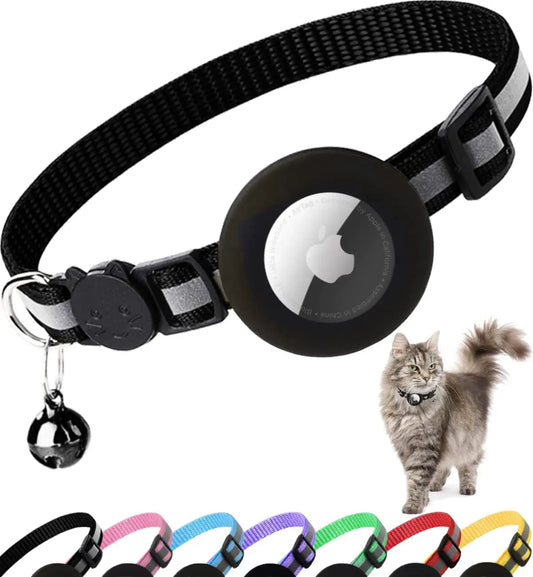 AirTag Cat Collar – Reflective Breakaway Kitten Collar w/ Holder & Bell