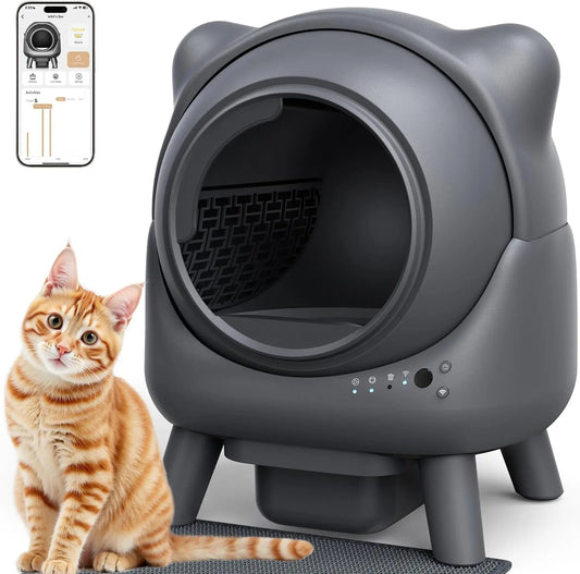 Automatic Self-Cleaning Cat Litter Box 65 L – Odor Control, App Monitor, Black