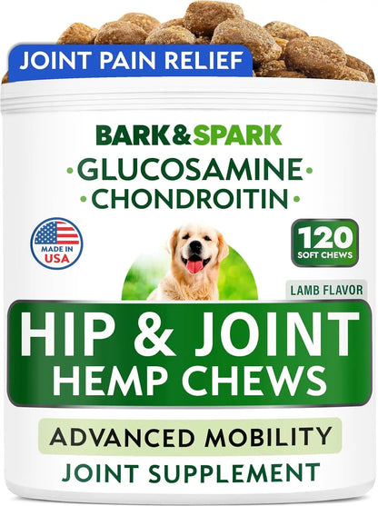 BARK&SPARK Liquid or Chews Glucosamine Joint Supplement for Dogs Mobility
