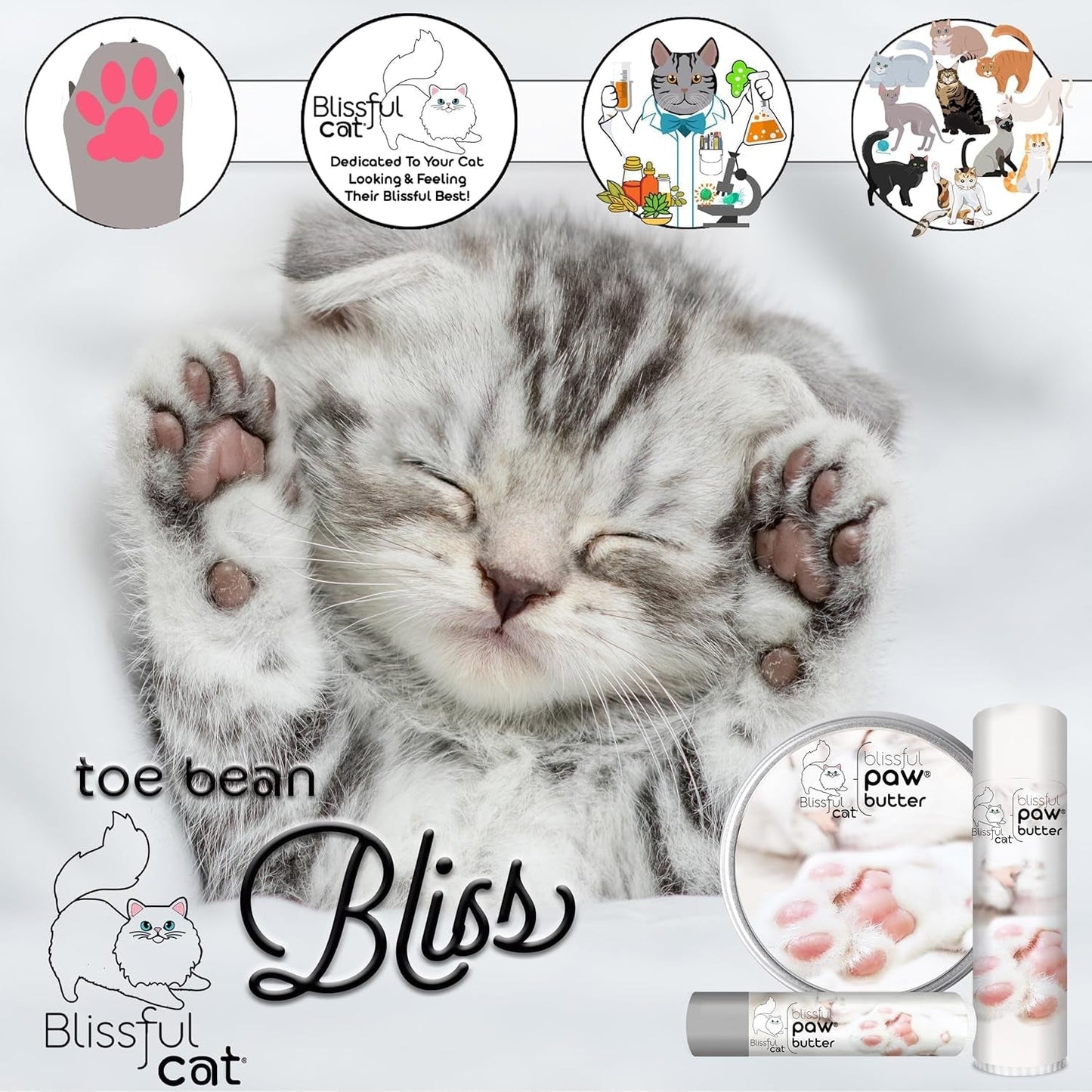 Blissful Cat Paw Butter Lick-Safe Balm Dry Cracked Pads Moisturizer 1oz