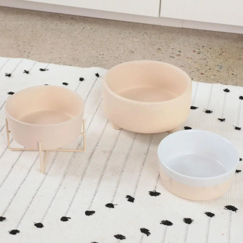 Ceramic Cat & Dog Pet Bowl, Elevated Stoneware Feeder, Dishwasher Safe