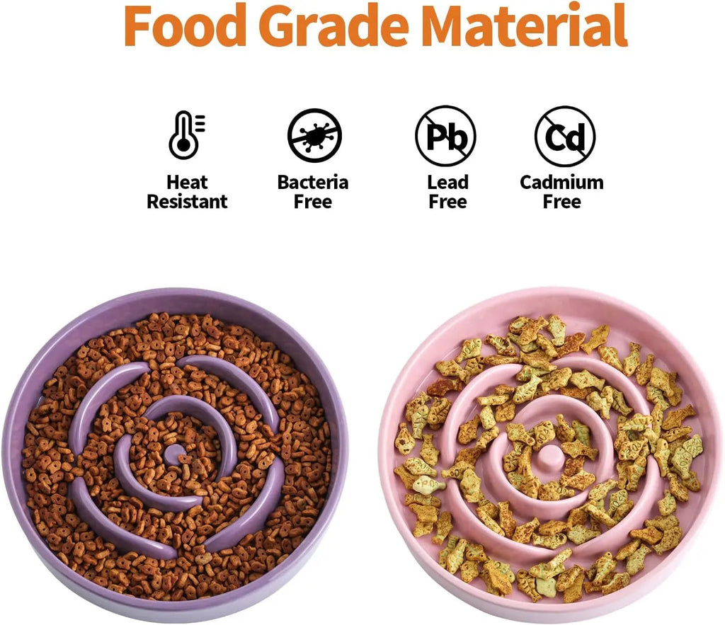 Elevated Ceramic Slow Feeder Dog Bowl 8.6in Heavy Weighted (various colors)