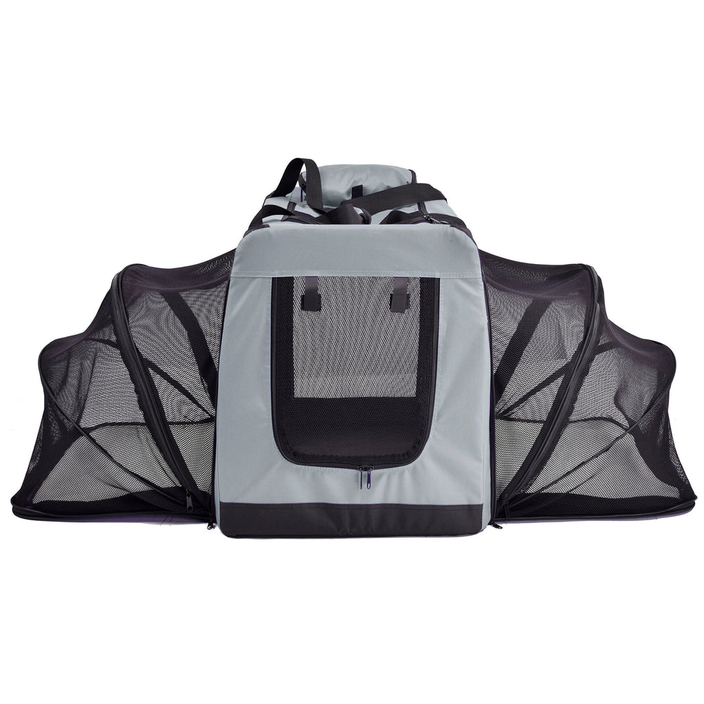 Pet Life ®  'Hounda Accordion' Metal Framed Soft-Folding Collapsible Dual-Sided Expandable Pet Dog Crate
