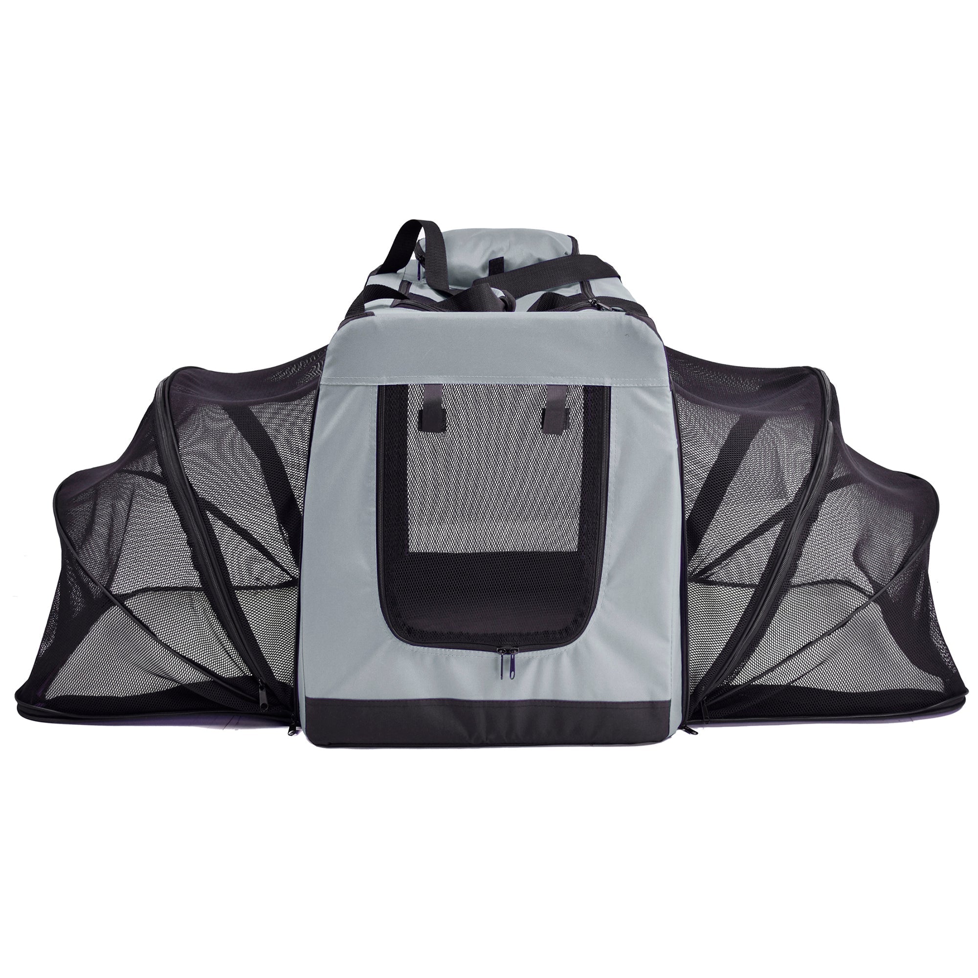 Pet Life ®  'Hounda Accordion' Metal Framed Soft-Folding Collapsible Dual-Sided Expandable Pet Dog Crate