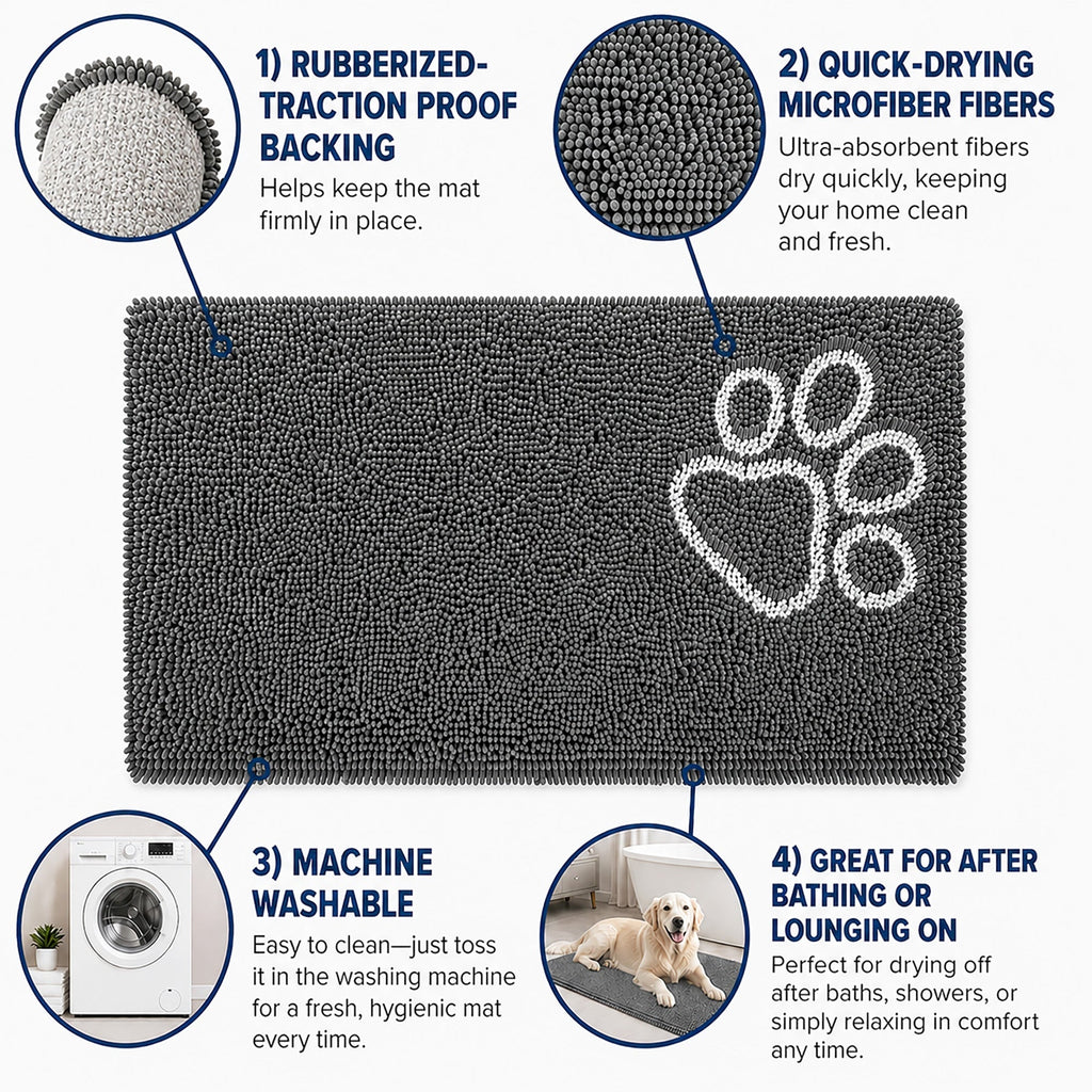 Pet Life ® 'Fuzzy' Quick-Drying Anti-Skid and Machine Washable Dog Mat