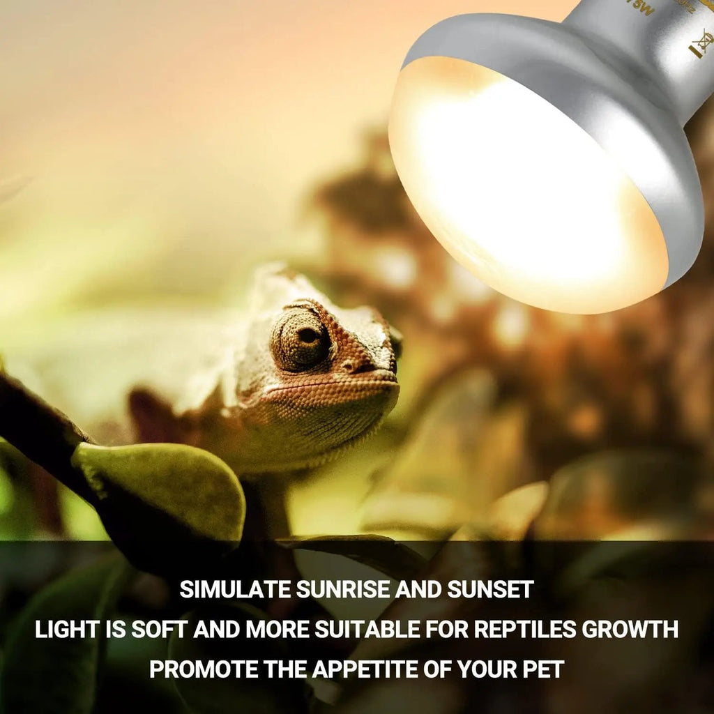 75W Reptile Heat Lamp Bulb 2PCS UVA Daylight & Infrared Night Basking E26