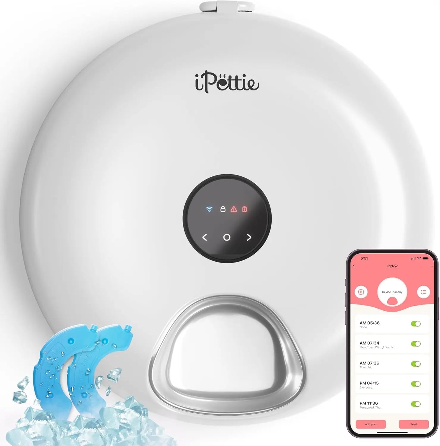 WiFi 6 Smart Cat & Small Dog Feeder with App Control, Wet & Dry Food, Ice Packs