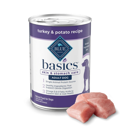 Blue Buffalo Basics Adult Grain-Free Turkey & Potato, Limited Ingredient Diet Wet Dog Food (12.5oz)