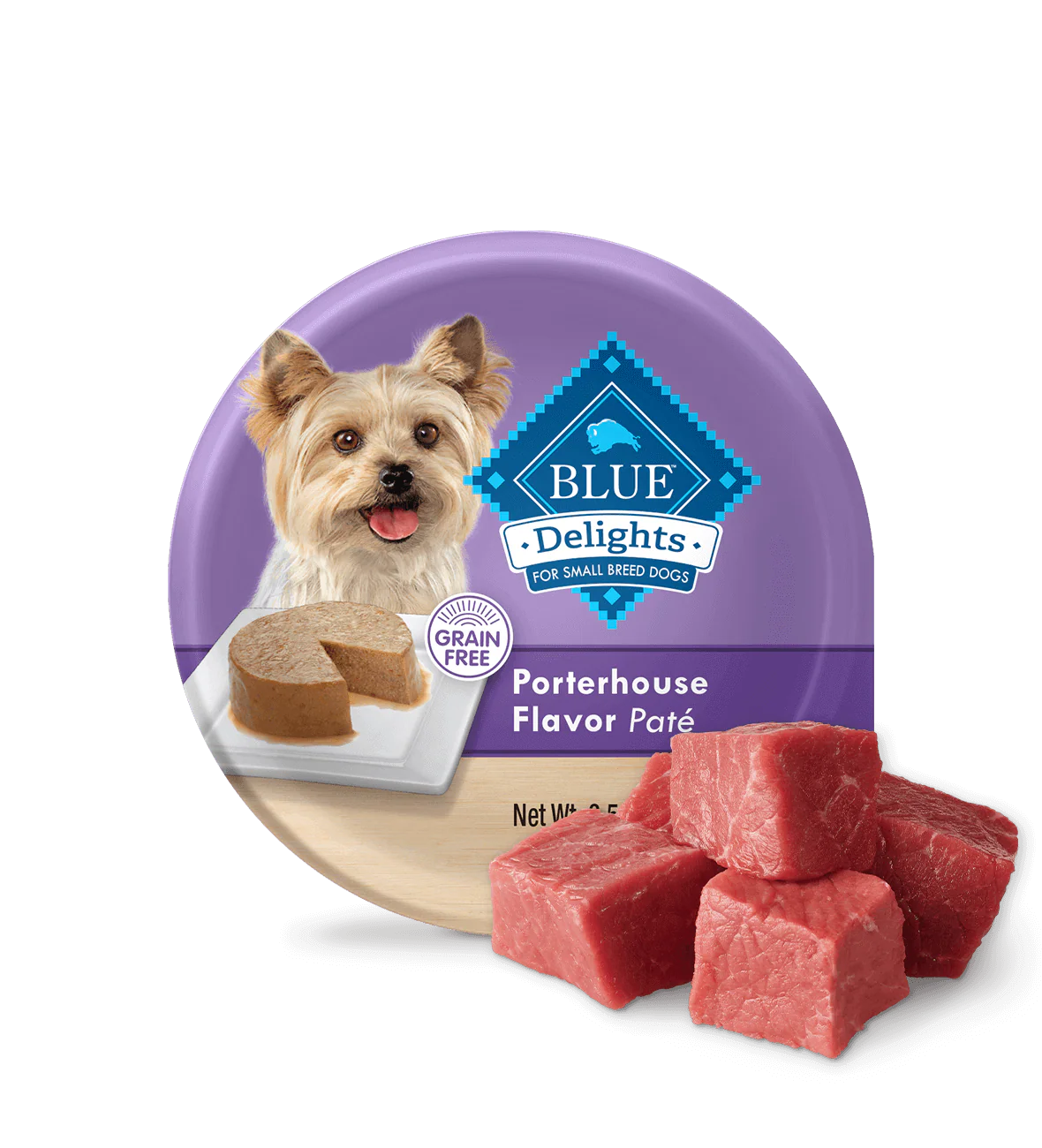 Blue Buffalo Blue Delights Small Breed Adult dog Porterhouse Flavor in Savory Juices Wet Dog Food (3.5oz)
