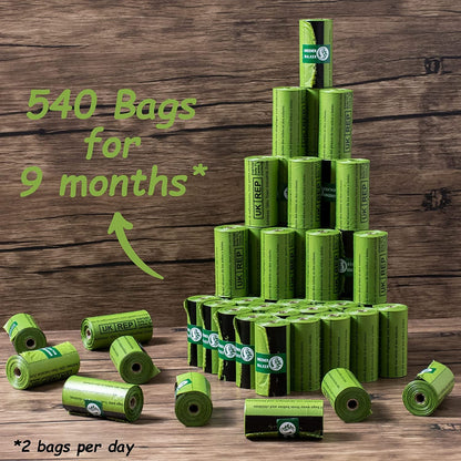 540 Count Dog Poop Bags Extra Thick Leak Proof Waste Bags Refill Rolls